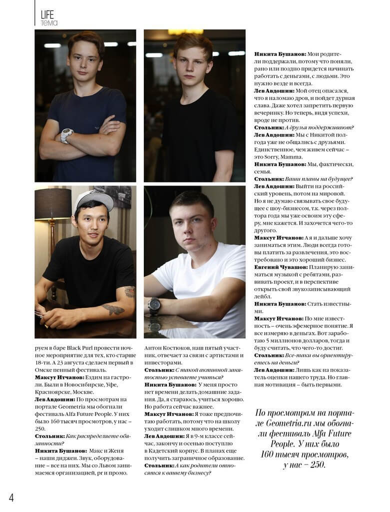 Бизнесмены 16+, дебютная публикация